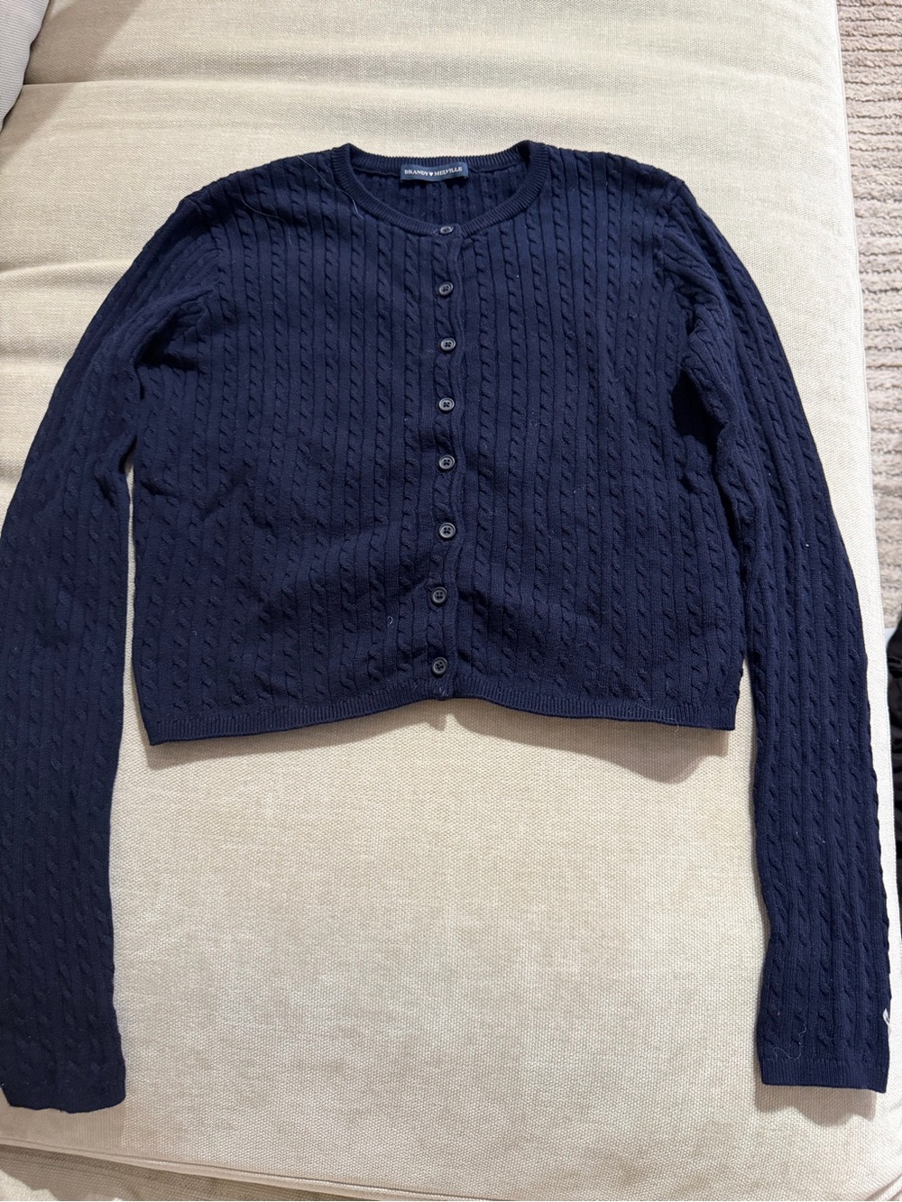 Brandy Melville Navy Cable Knit Button-Front Cardigan